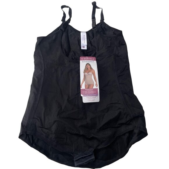 Curveez® Ultra Shaping Hip Hugger Bodysuit Shapewear Black Sz XL  CUR1515 - Picture 1 of 6